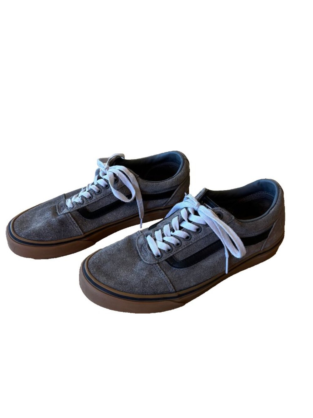 VANS Old Skool Shoes Mens Size 8.5 Gray Grey Suede Black Low Sneaker Gum Sole
